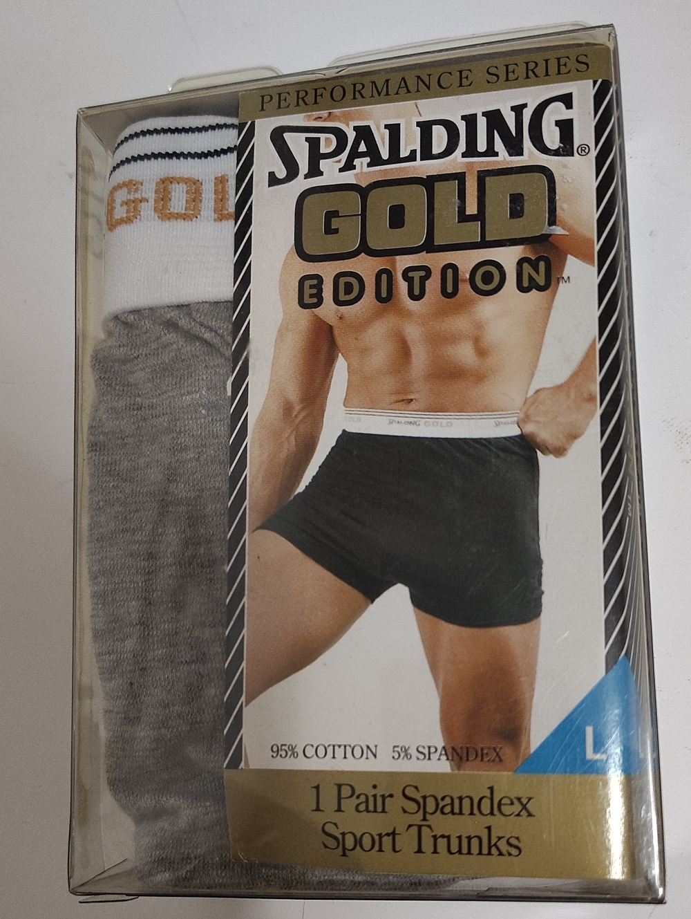 Vtg Spalding Gray Sport Men's Trunks With White Waistband - 1 Pr - Size L 36-38